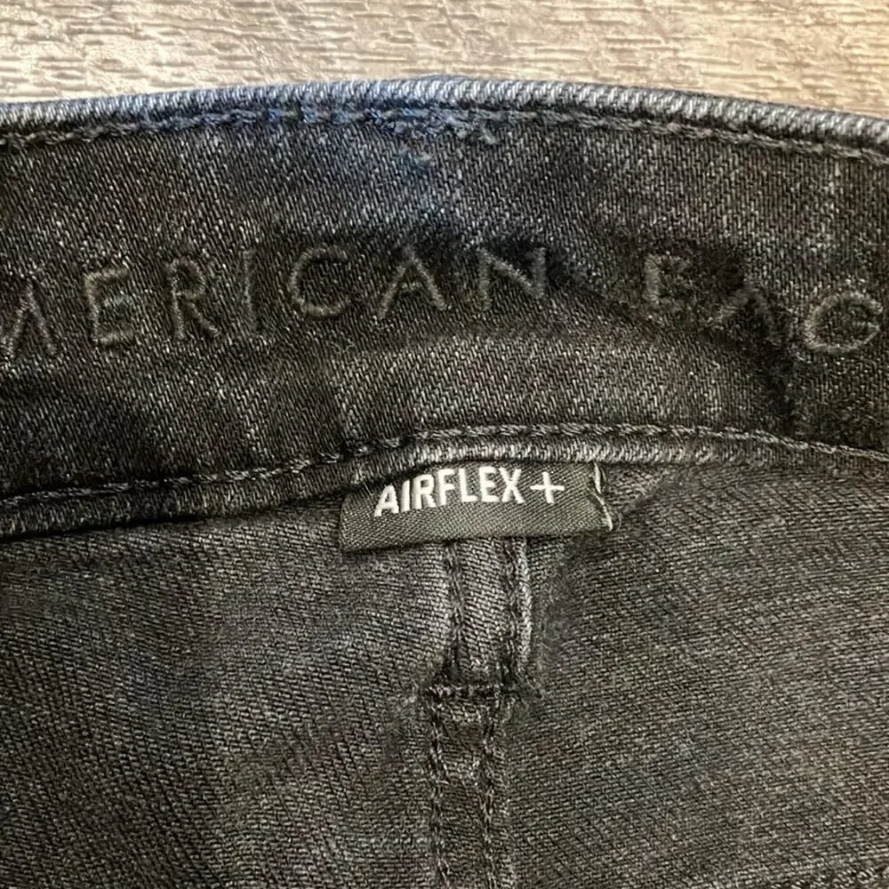 American Eagle Men's Airflex Black Distressed Slim Jeans Size 28x32